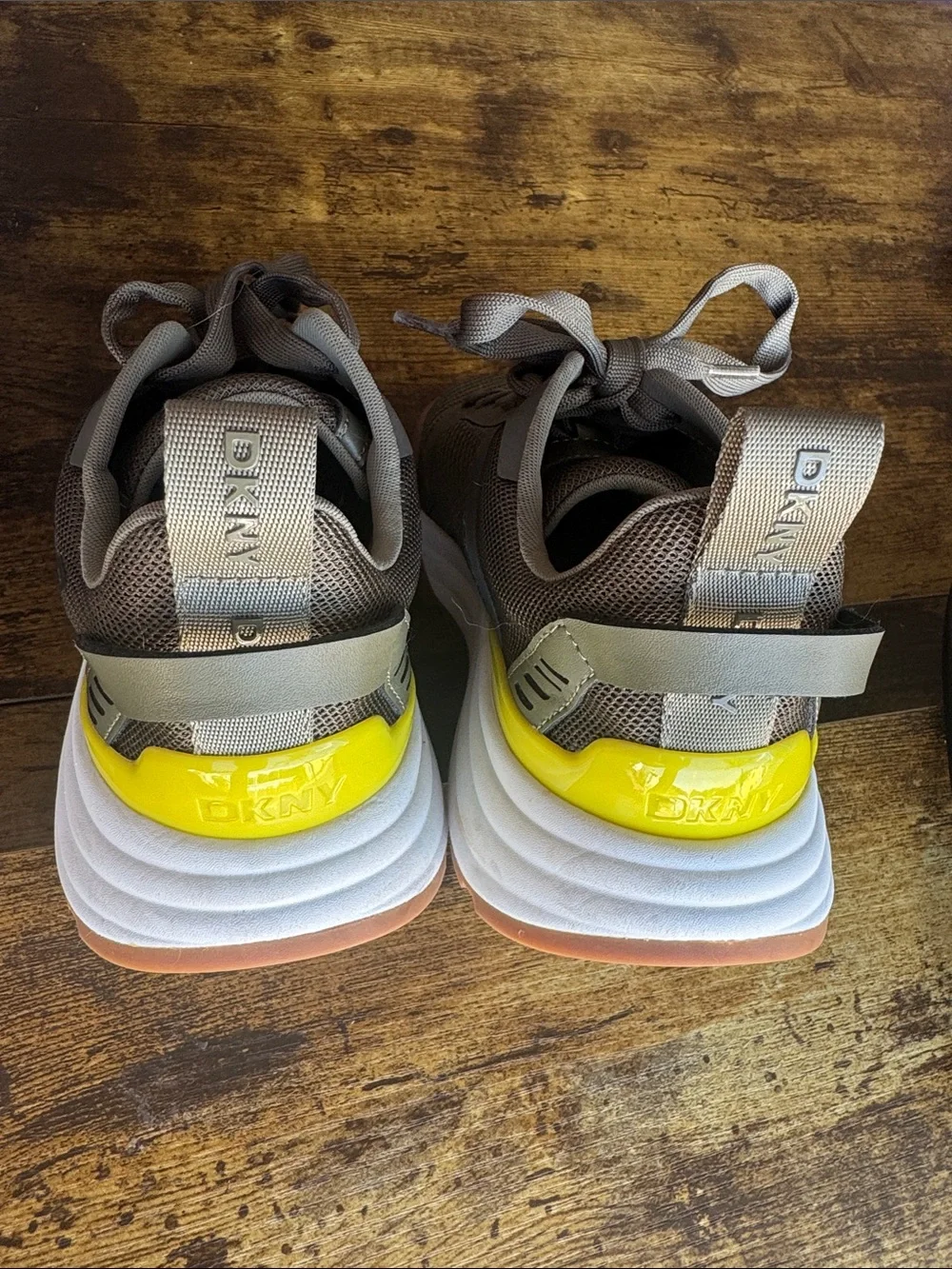 DKNY Brown and Yellow Women's Sneakers